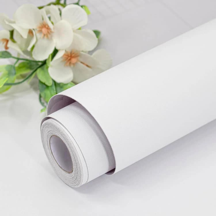 COWINLIFE DECO White Wallpaper Peel and Stick Self Adhesive Wall Paper Matte Pure Waterproof Decorative Wall Sticker for Cabinet detail 1