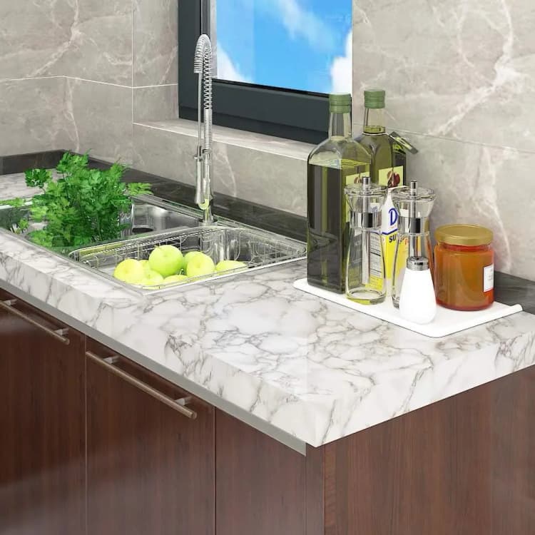 COWINLIFE DECO Wholesale PVC Vinyl Dark White Designs Self-adhesive Waterproof Kitchen Peel and Stick Marble Wallpaper Sticker detail 3