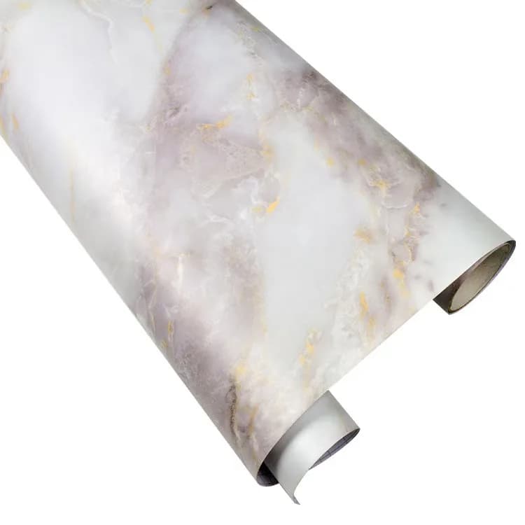 COWINLIFE DECO High Quality Matte Waterproof 3D Golden White Marble Sticker Peel and Stick PVC Self Adhesive Wallpaper for Kitchen