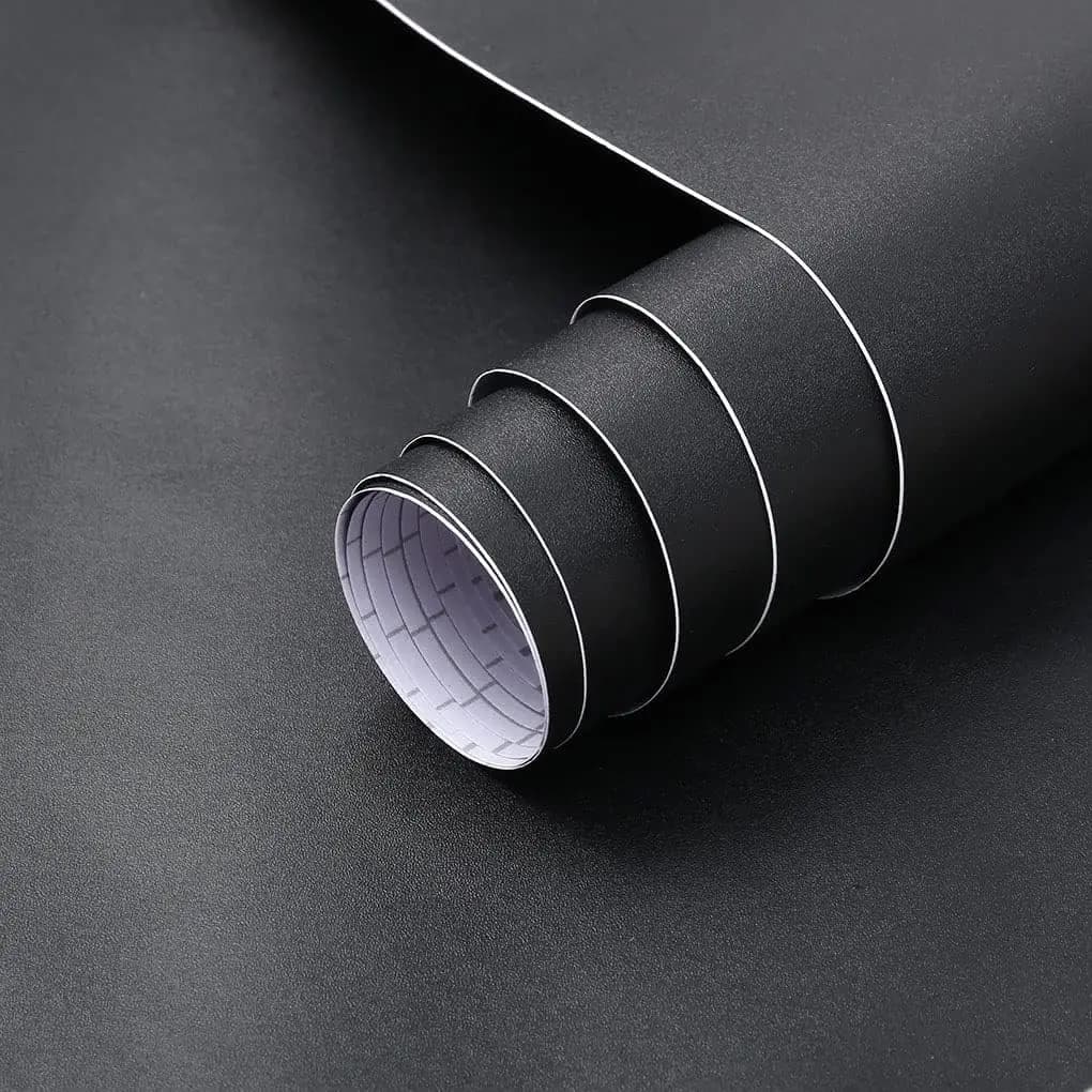COWINLIFE DECO Matte Solid Black Peel and Stick Wallpaper Self-Adhesive Vinyl Wall Paper Waterproof and Oil Proof for Countertops