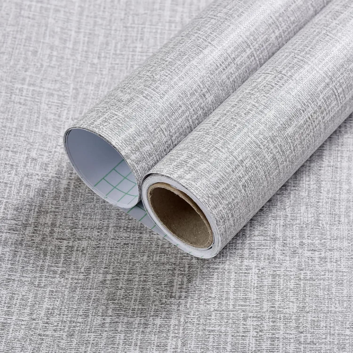 COWINLIFE DECO Gray Textured Peel and Stick Wall Paper Waterproof Self-Adhesive Vinyl Faux Fabric Linen Pattern Wallpaper
