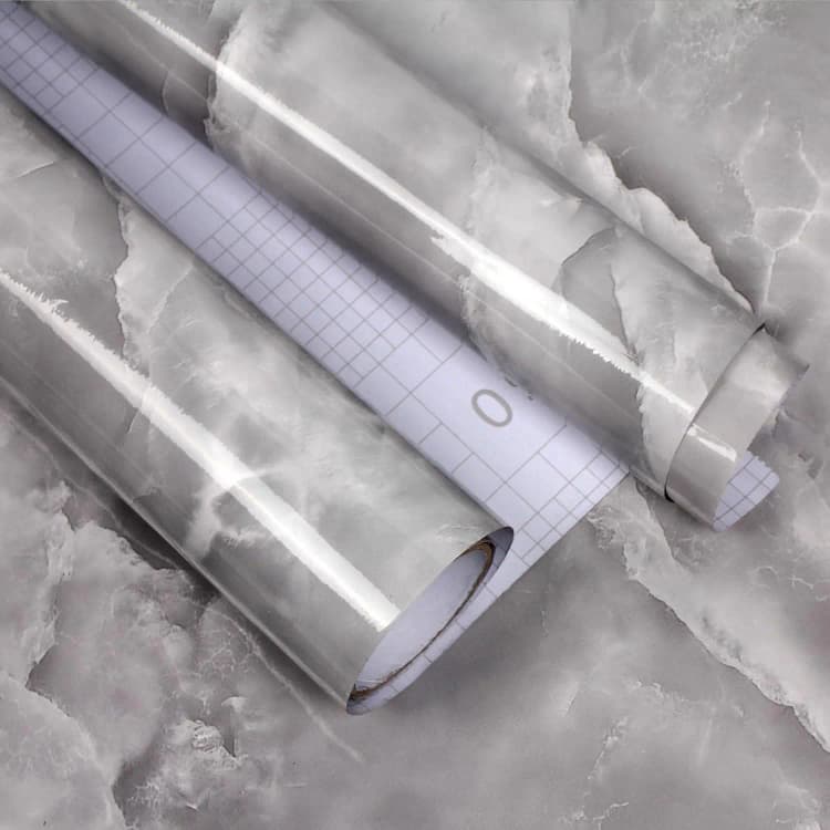 COWINLIFE DECO Waterproof Gray Peel and Stick Wallpaper Marble Wall Paper Countertops Self-Adhesive 3D Marble Sticker for Bathroom detail 1