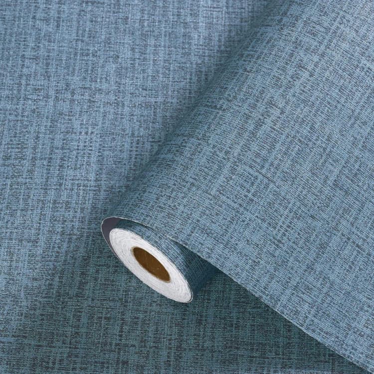 COWINLIFE Hot Selling Textured Fabric Blue Linen Wallpaper Peel and Stick Self Adhesive Removable Waterproof Wallpaper for Wall detail 1