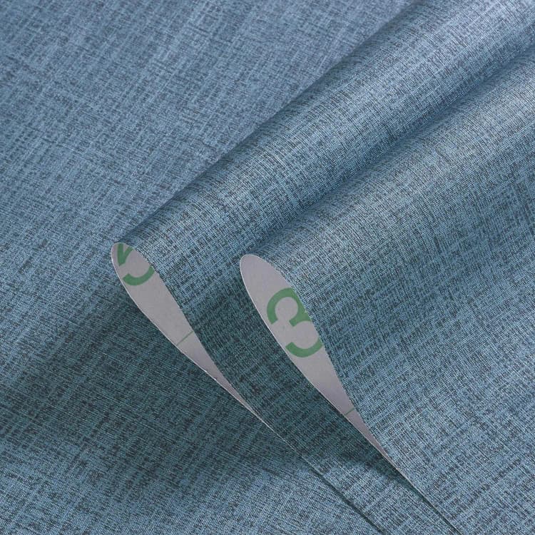COWINLIFE Hot Selling Textured Fabric Blue Linen Wallpaper Peel and Stick Self Adhesive Removable Waterproof Wallpaper for Wall detail 2
