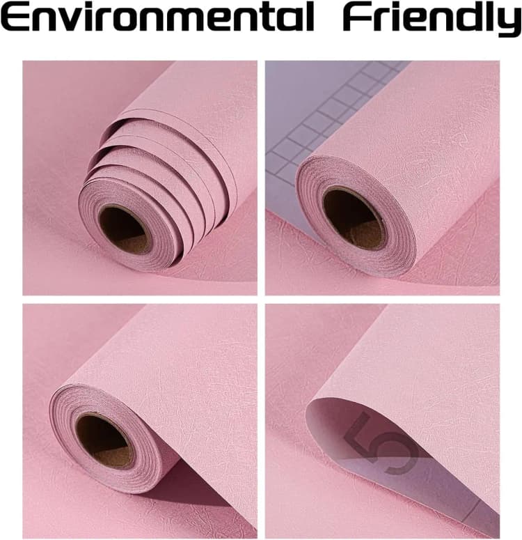 COWINLIFE DECO Cheap Silk Pink Peel and Stick Wallpaper Self Adhesive Removable Wall Paper for Cabinets Bedroom Wall Sticker detail 2