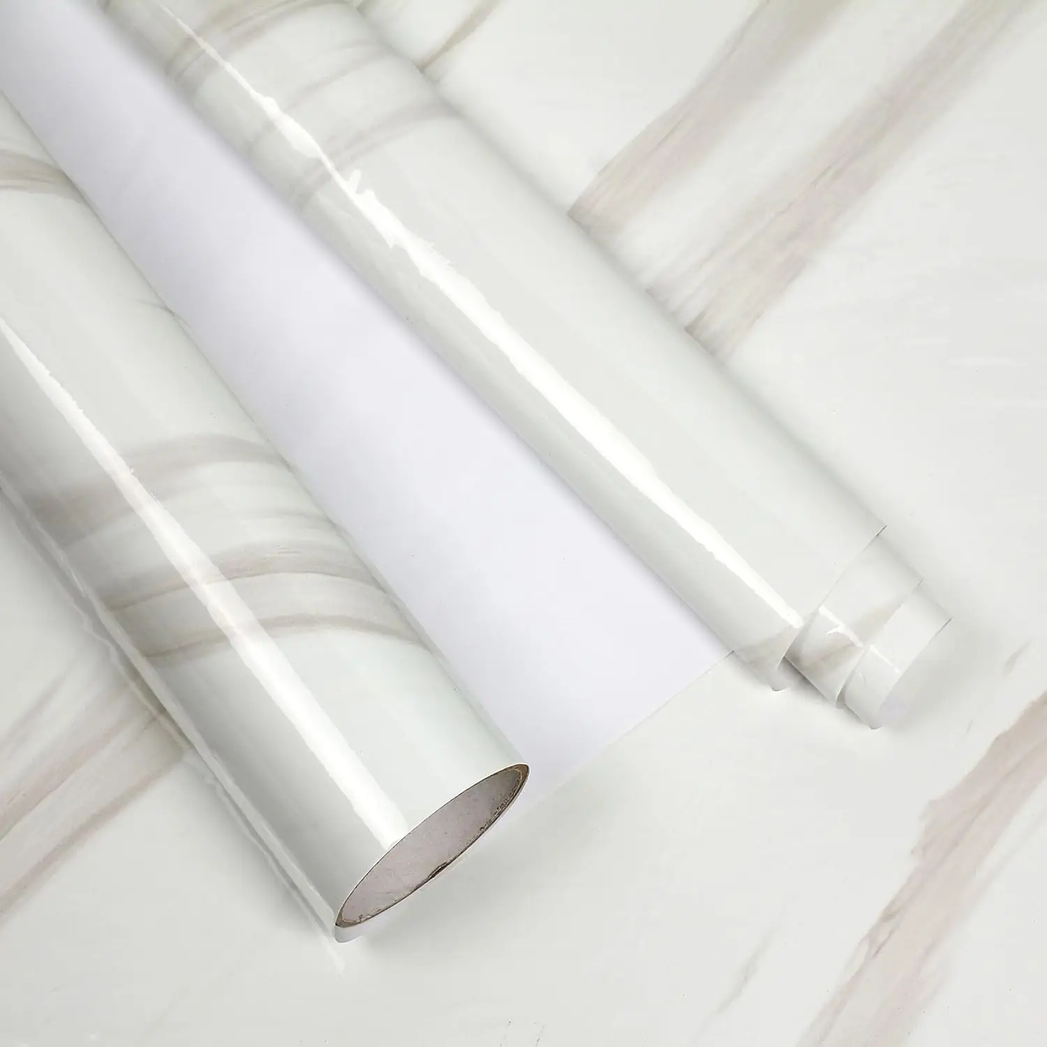 COWINLIFE DECO Glossy Marble Contact Paper Peel and Stick Waterproof Marble Sticker for Bathroom Granite Self-Adhesive Wallpaper