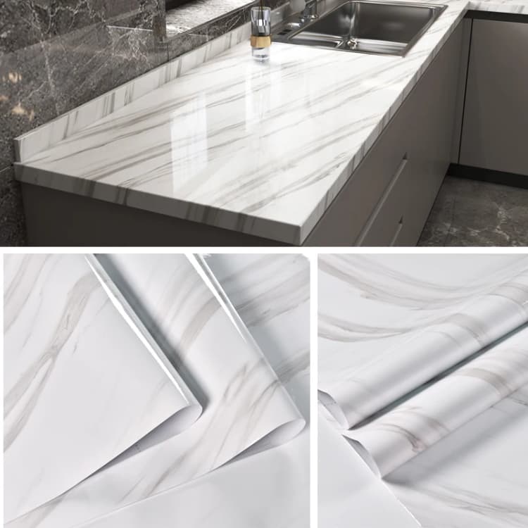 COWINLIFE DECO Glossy Marble Contact Paper Peel and Stick Waterproof Marble Sticker for Bathroom Granite Self-Adhesive Wallpaper detail 2