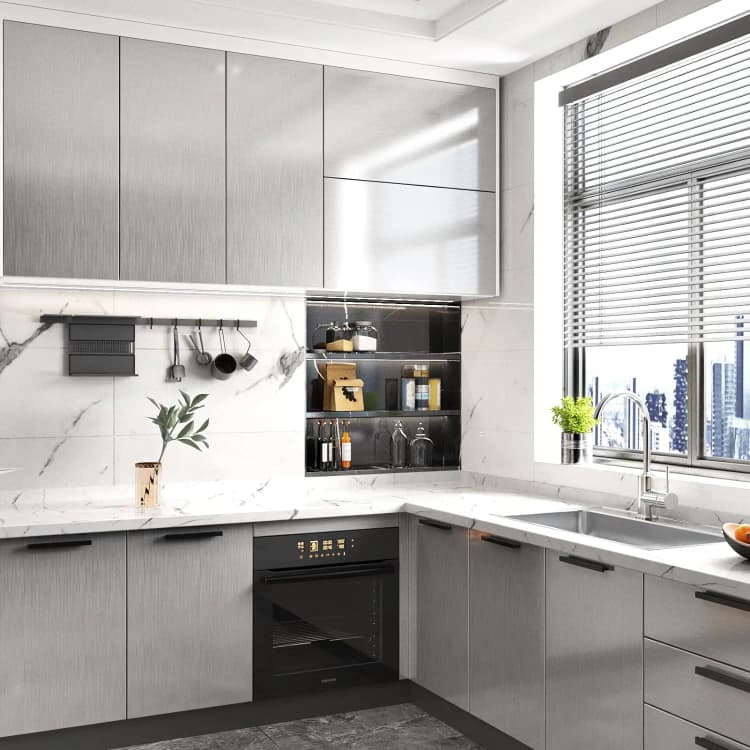 COWINLIFE DECO Silver Metallic Brush Stainless Steel Self Adhesive Vinyl Film Waterproof Peel and Stick Wallpaper Sticker for Fridge detail 5