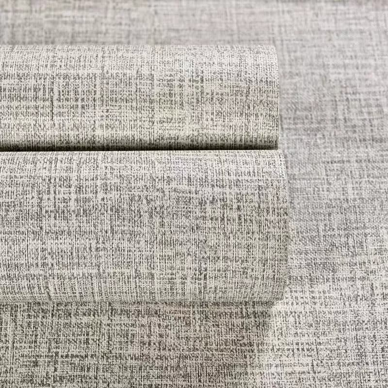 COWINLIFE DECO Light Gray Textured Peel and Stick Wall Paper Waterproof Self-Adhesive Vinyl Faux Fabric Linen Pattern Wallpaper