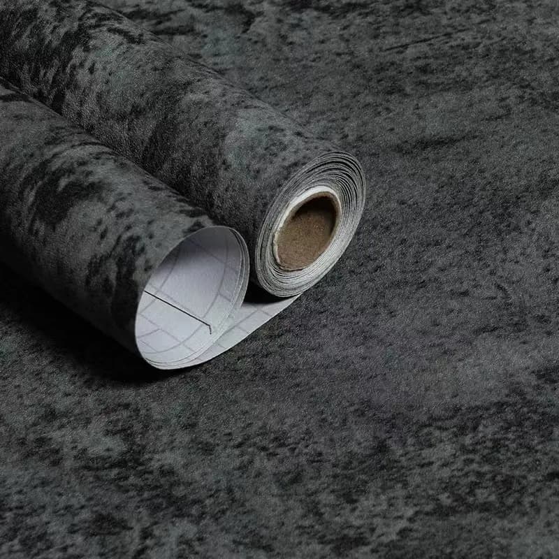 COWINLIFE DECO Thick Black Concrete Wallpaper Roll Peel and Stick 3D Vinyl Waterproof PVC Self Adhesive Cement Sticker for Wall