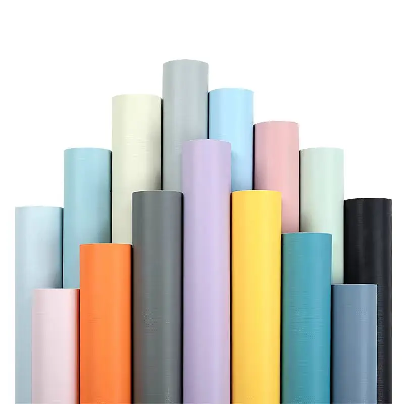 COWINLIFE DECO Solid Color Plain Vinyl Pvc Wall Paper Self Adhesive Wall Panels Interior Decoration Wallpaper Rolls for Living Room