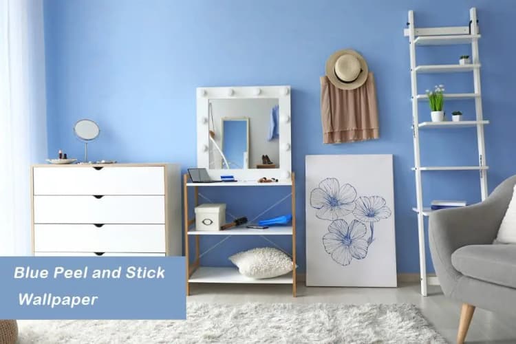 COWINLIFE DECO Hot Selling Light Blue Solid Color Plain Vinyl Pvc Wall Paper Self Adhesive Decoration Wallpaper Rolls for Bedroom detail 6