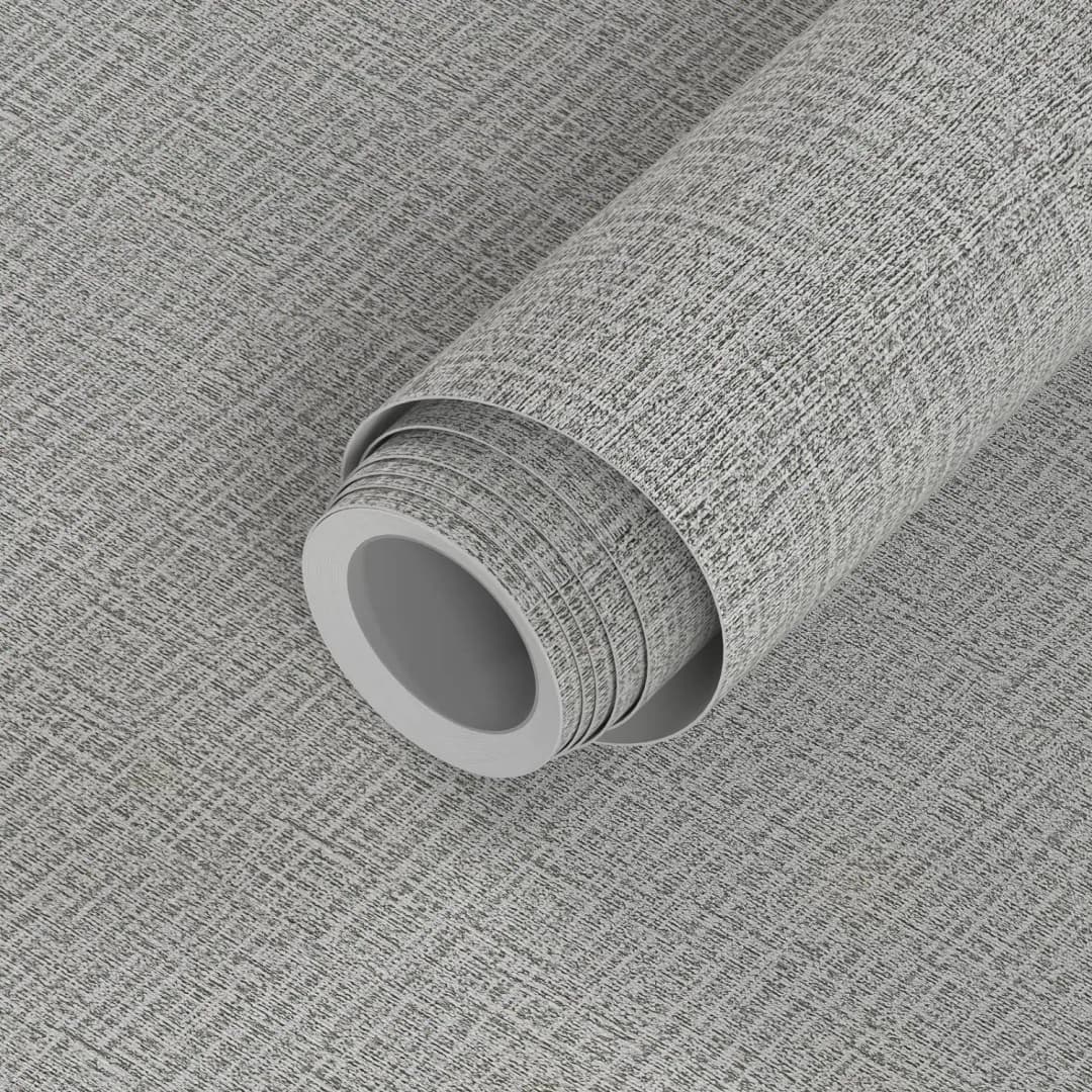 COWINLIFE DECO Gray Textured Peel and Stick Wall Paper Waterproof Self-Adhesive Vinyl Faux Fabric Linen Pattern Wallpaper for Wall