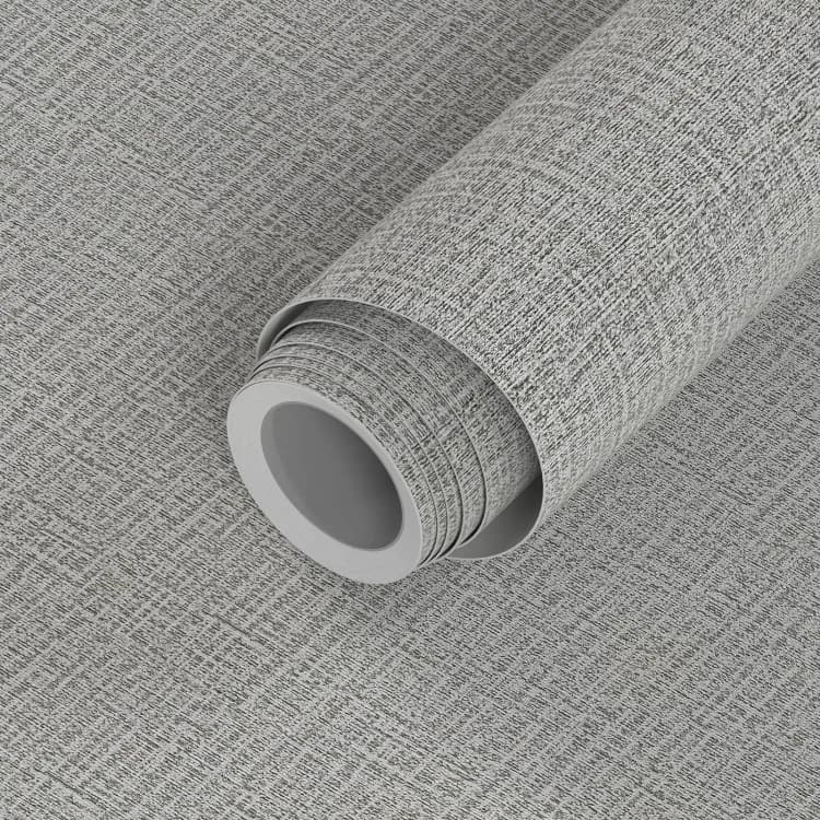 COWINLIFE DECO Gray Textured Peel and Stick Wall Paper Waterproof Self-Adhesive Vinyl Faux Fabric Linen Pattern Wallpaper for Wall detail 1
