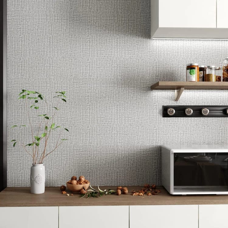 COWINLIFE DECO Gray Textured Peel and Stick Wall Paper Waterproof Self-Adhesive Vinyl Faux Fabric Linen Pattern Wallpaper for Wall detail 2