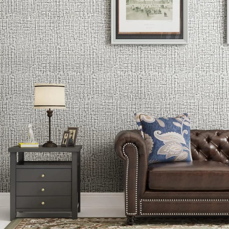 COWINLIFE DECO Gray Textured Peel and Stick Wall Paper Waterproof Self-Adhesive Vinyl Faux Fabric Linen Pattern Wallpaper for Wall detail 4