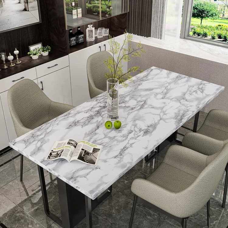 COWINLIFE DECO Waterproof Black and White Peel and Stick PVC Self Adhesive Wall Paper Vinyl Marble Sticker for Kitchen Countertop detail 3