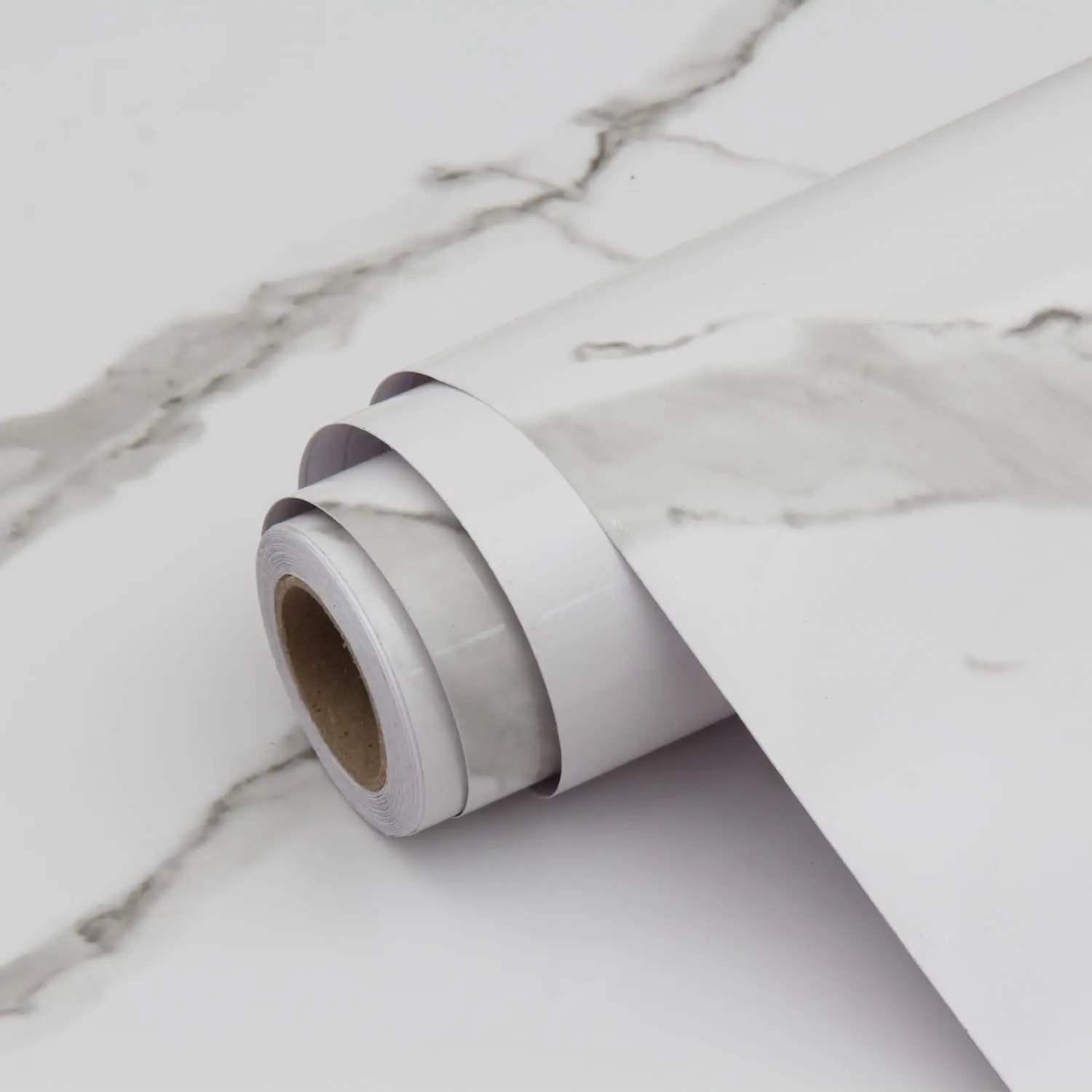 COWINLIFE DECO High Quality Matte Waterproof White Marble Wallpaper Roll PVC Self Adhesive Marble Stickers for Kitchen Wall Decor