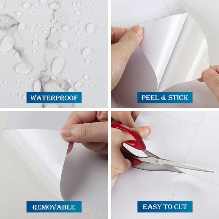 COWINLIFE DECO High Quality Matte Waterproof White Marble Wallpaper Roll PVC Self Adhesive Marble Stickers for Kitchen Wall Decor detail 6