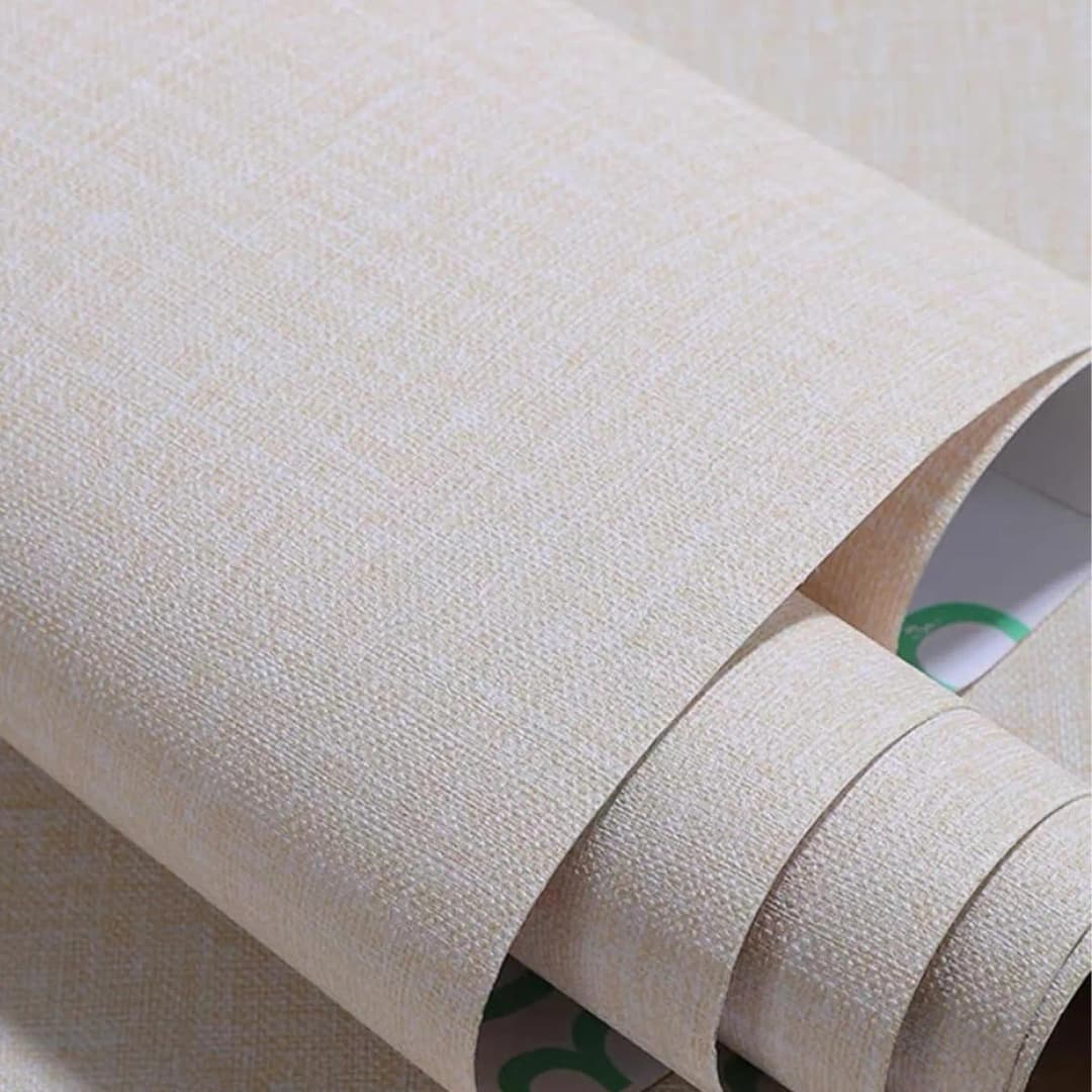 COWINLIFE DECO Textured Fabric Wallpaper Faux Grasscloth Beige Peel and Stick Self-Adhesive Linen Removable Wall Paper Wall Coverings