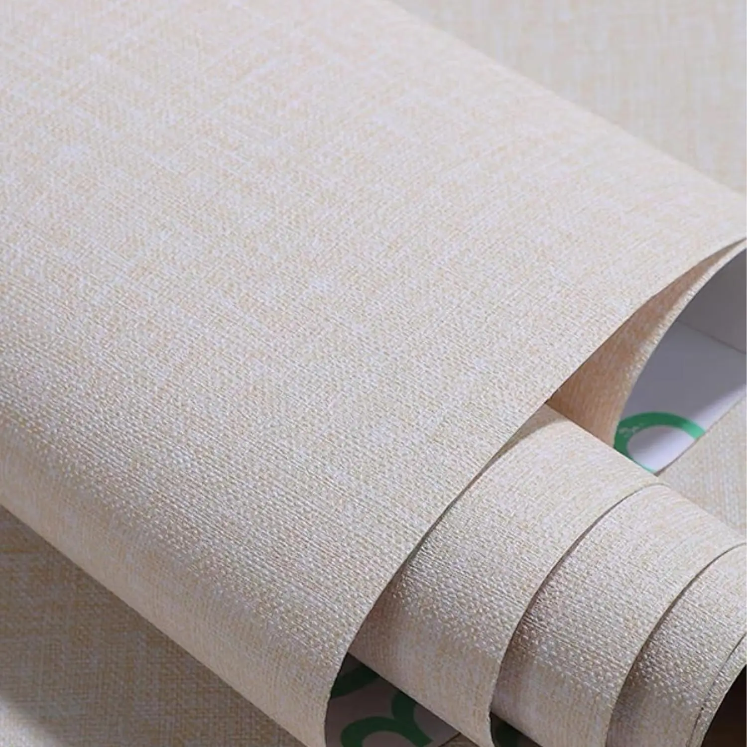 COWINLIFE DECO Textured Fabric Wallpaper Faux Grasscloth Beige Peel and Stick Self-Adhesive Linen Removable Wall Paper Wall Coverings