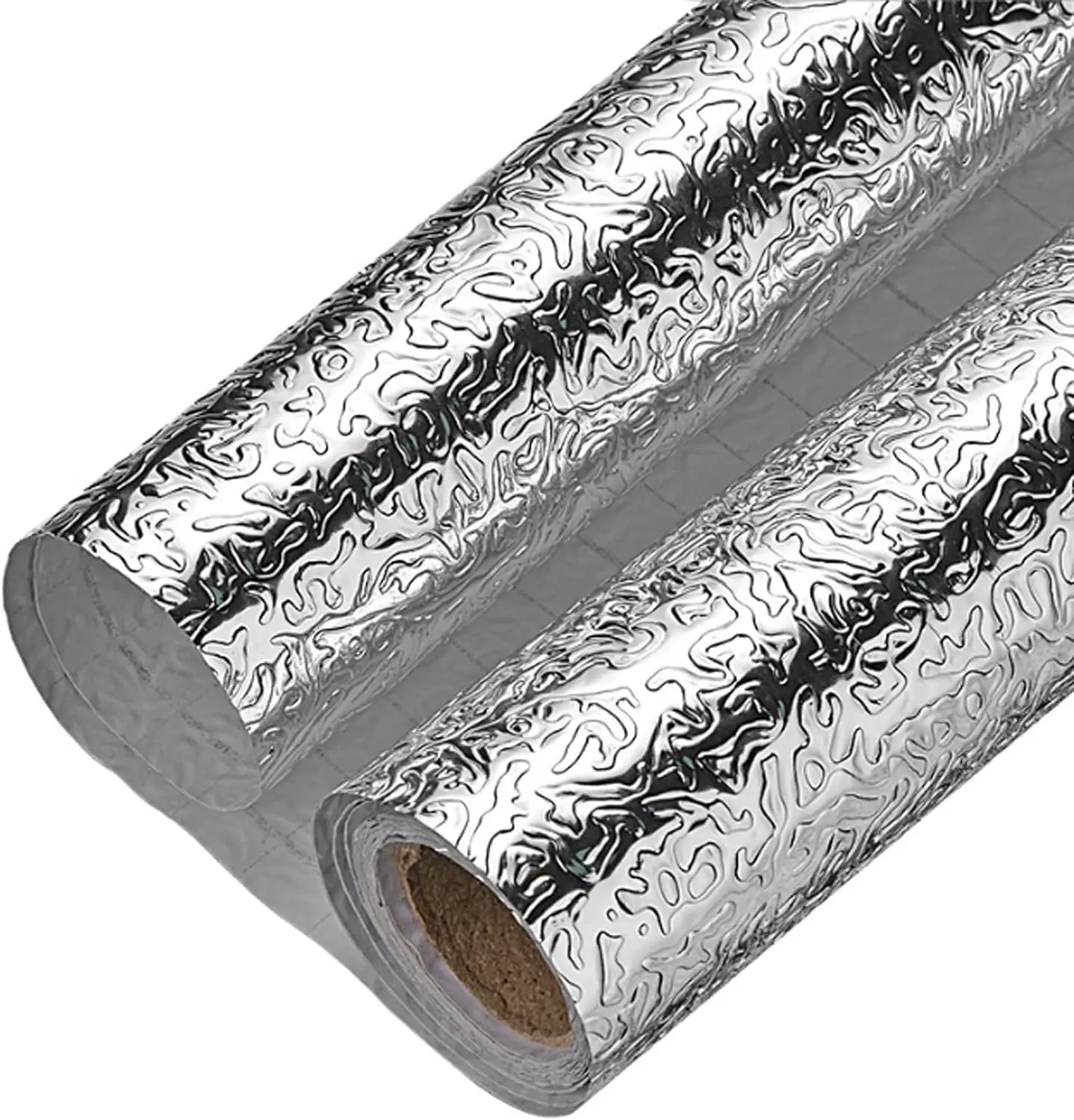 COWINLIFE DECO Silver Peel and Stick Wallpaper Aluminum Kitchen Foil Wall Sticker Self Adhesive Wall Paper Heat Resistant for Wall