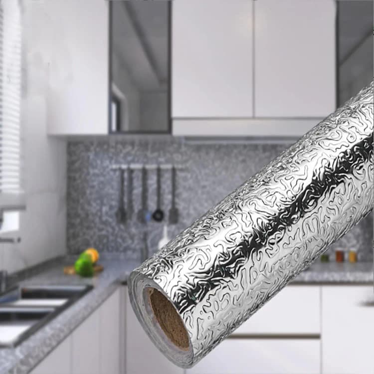 COWINLIFE DECO Silver Peel and Stick Wallpaper Aluminum Kitchen Foil Wall Sticker Self Adhesive Wall Paper Heat Resistant for Wall detail 2
