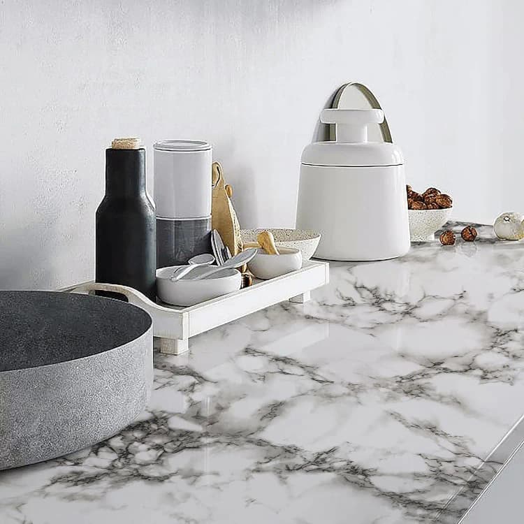 COWINLIFE Black Peel and Stick Wall Papers Self Adhesive Wall Wallpaper 3D Marble Stickers Wallpaper Film for Bathroom detail 5