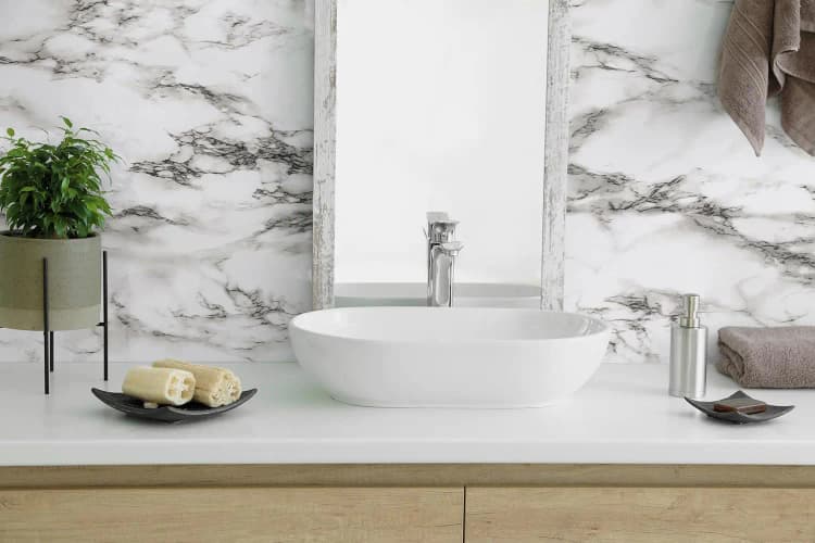 COWINLIFE Black Peel and Stick Wall Papers Self Adhesive Wall Wallpaper 3D Marble Stickers Wallpaper Film for Bathroom detail 6
