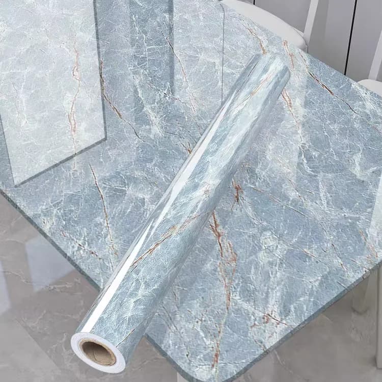 COWINLIFE DECO High Glossy Marble Kitchen Wall Paper Peel and Stick Self Adhesive 3D Marble Stickers for Wall Decor Bedroom
