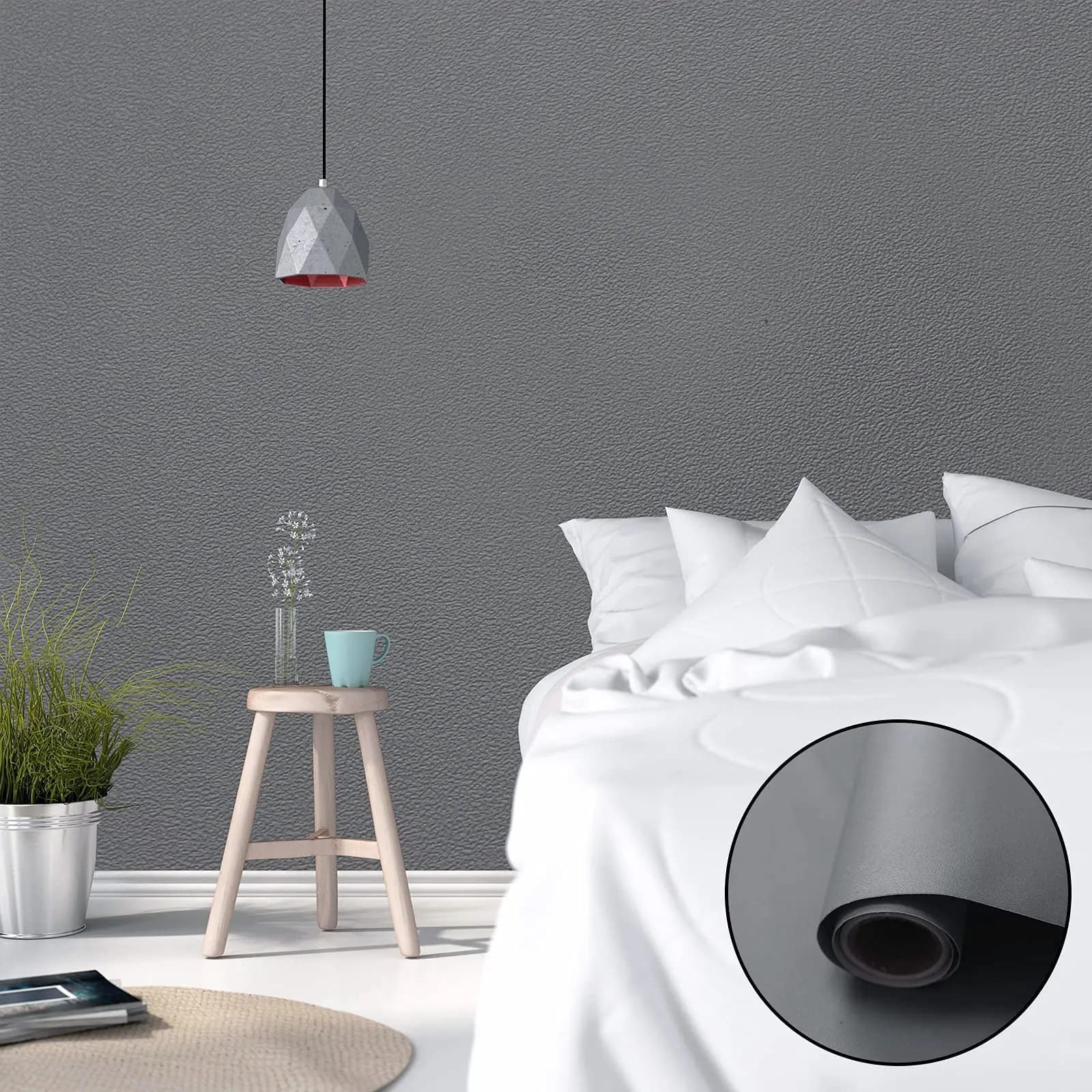 Custom Morden Pvc Peel and Stick Adhesive Wall Paper Solid Colour Grey Plain Self Adhesive Wallpaper for Furniture Living Room