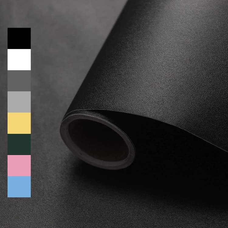 Cheap Waterproof Removable Pvc Plain Textured Black Wall Paper Rolls Self Adhesive Peel and Stick Wallpaper for Room Decor detail 2