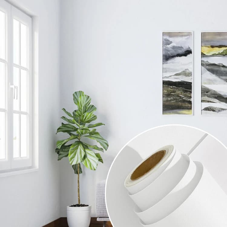 Cheap Solid Color Plain White Pvc Wallpaper Self Adhesive Peel and Stick Wall Paper for Kitchen Cabinet Furniture Countertop detail 1