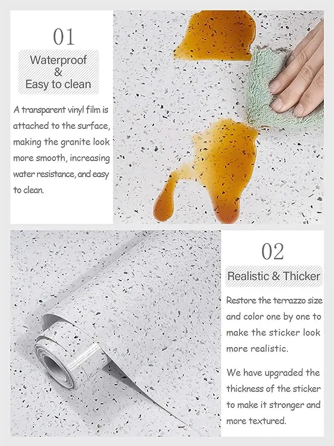 3d Cheap Glossy Marble Paper for Kitchen Peel and Stick Wallpaper Granite White Sticker Waterproof Self Adhesive Easy to  Clean detail 4