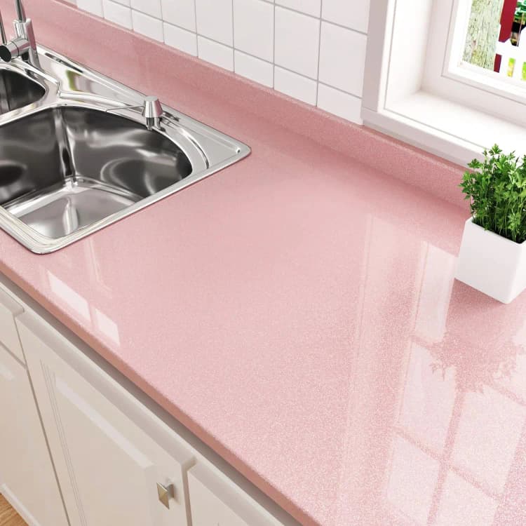 COWINLIFE DECO Wholesale High Quality Pink Waterproof Glitter Peel and Stick Self Adhesive Vinyl Wallpaper for Kitchen Countertop detail 3
