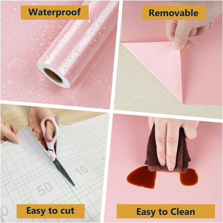 COWINLIFE DECO Wholesale High Quality Pink Waterproof Glitter Peel and Stick Self Adhesive Vinyl Wallpaper for Kitchen Countertop detail 6