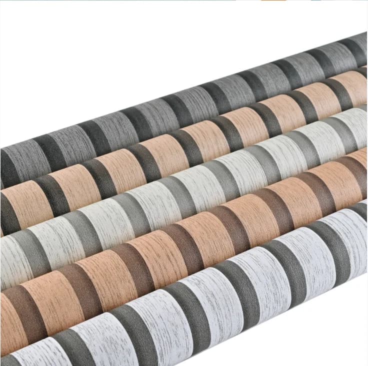 COWINLIFE Factory Price Waterproof 3D Wooden Wall Paper With Stripes Peel and Stick Self Adhesive Vinyl Wallpaper for Bedroom