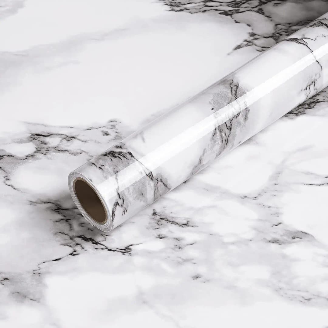COWINLIFE Black White Grey Wallpaper Peel and Stick Glossy Marble Self Adhesive Contact Paper for Countertop Kitchen Cabinets
