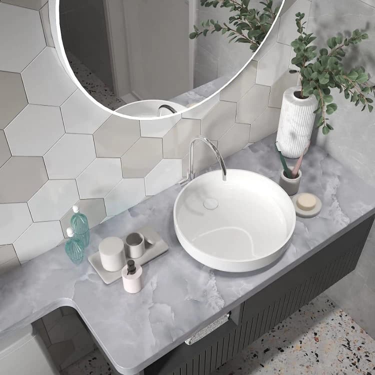 COWINLIFE High Glossy Marble Contact Paper Peel and Stick Wall Paper Self Adhesive Wallpaper Roll for Countertop Bathroom detail 3
