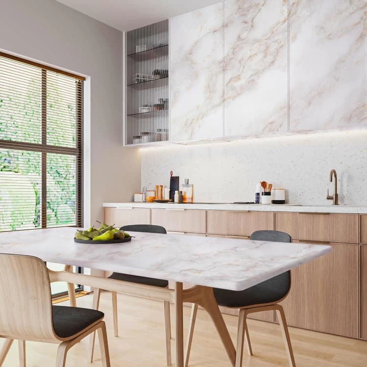 COWINLIFE Modern Glossy White Marble Contact Paper Peel and Stick Waterproof Self Adhesive Wall Paper Roll for Kitchen Cabinets detail 4