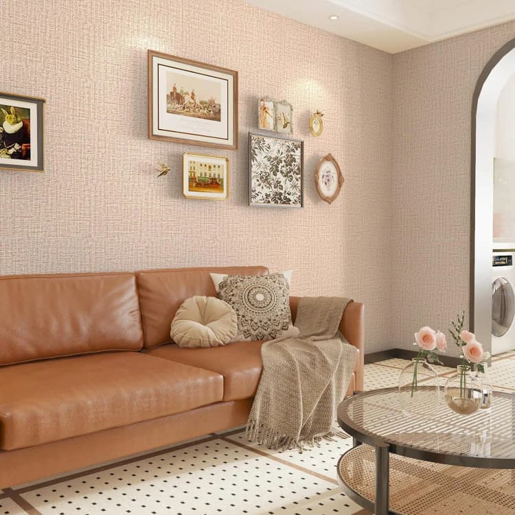 COWINLIFE Factory Price Peel and Stick Wall Paper 3D Vinyl Self Adhesive Linen Textured Fabric Wallpaper for Living Room detail 2