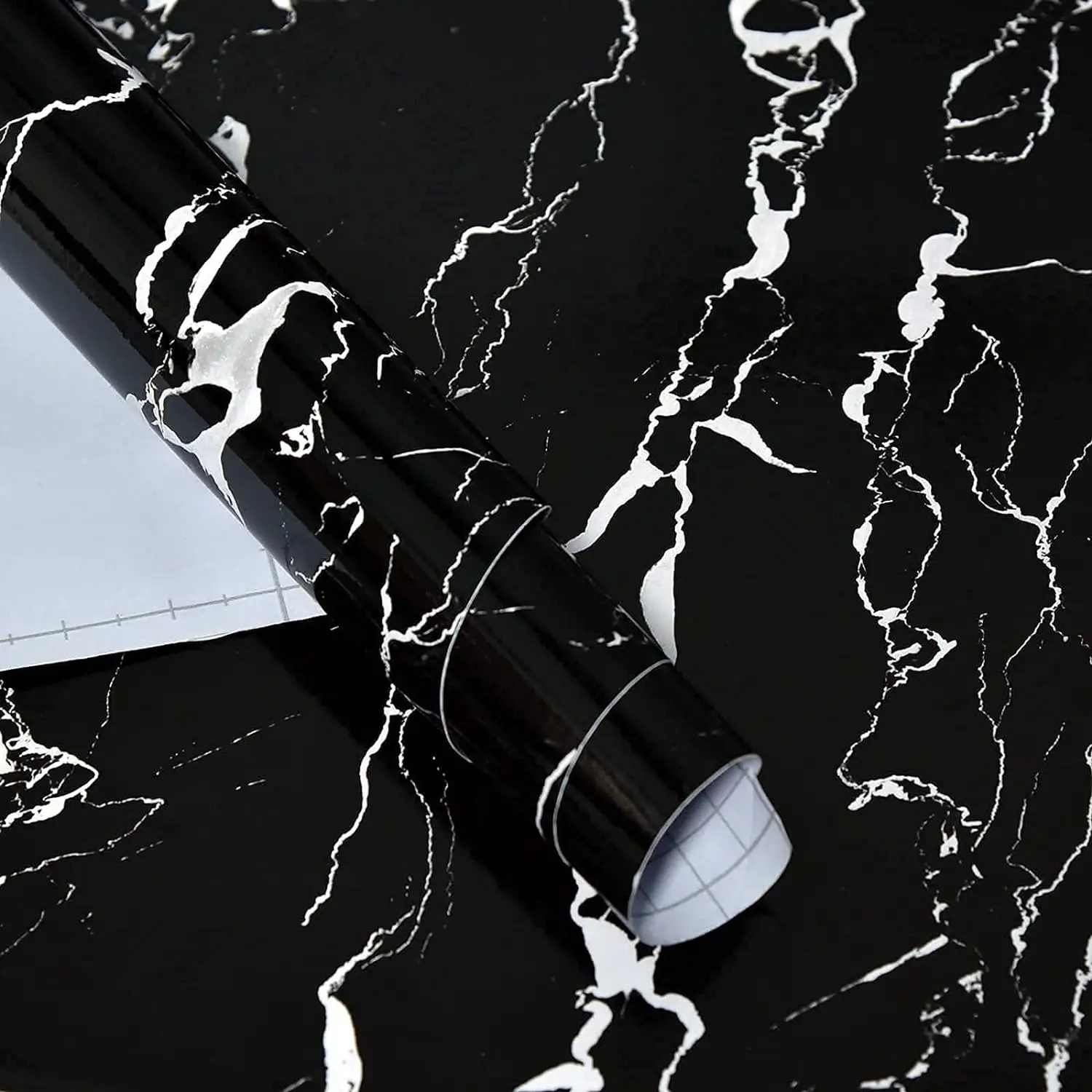 COWINLIFE Modern Black and White Marble Wallpaper Peel and Stick Self Adhesive Removable Marble Stickers for Furniture