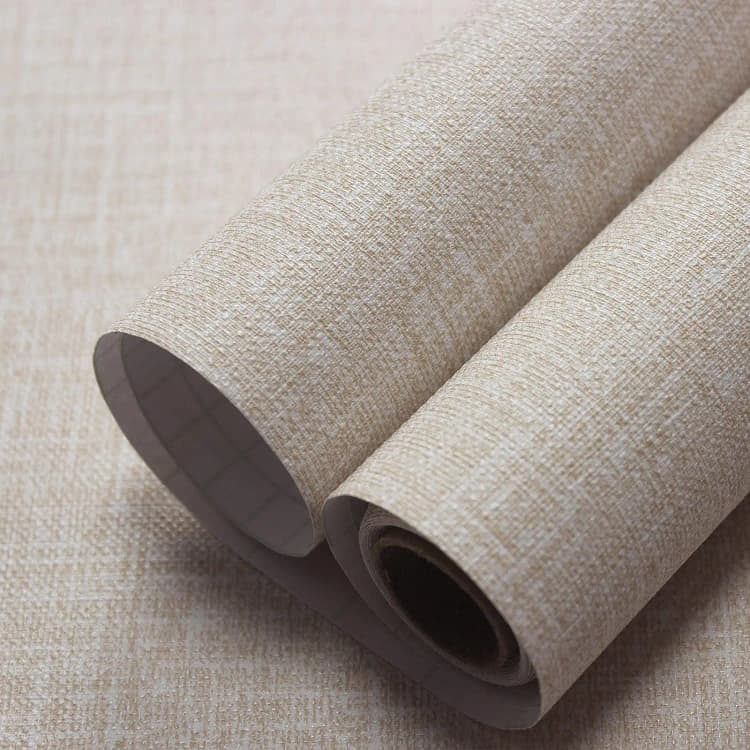 COWINLIFE Beige Faux Linen Contact Paper Textured Wall Paper Self Adhesive Waterproof Vinyl Fabric Wallpaper for Wall Decor detail 1
