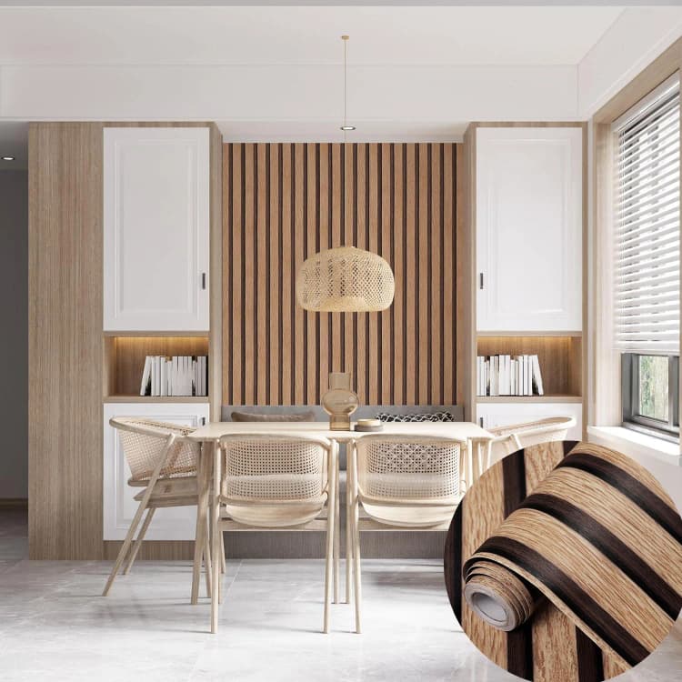 Hot Selling 3D Slat Wood Wallpaper Peel and Stick Self-Adhesive Vinyl Removable Wallpaper for Wall Decor Bedroom detail 1