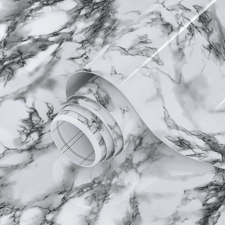 COWINLIFE Black and White Peel and Stick Waterproof Self Adhesive Wall Paper Vinyl Marble Wallpaper for Bathroom Countertops detail 1