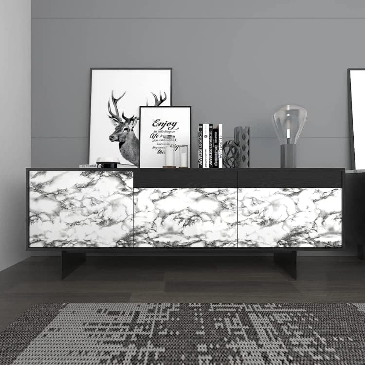 COWINLIFE Black and White Peel and Stick Waterproof Self Adhesive Wall Paper Vinyl Marble Wallpaper for Bathroom Countertops detail 3