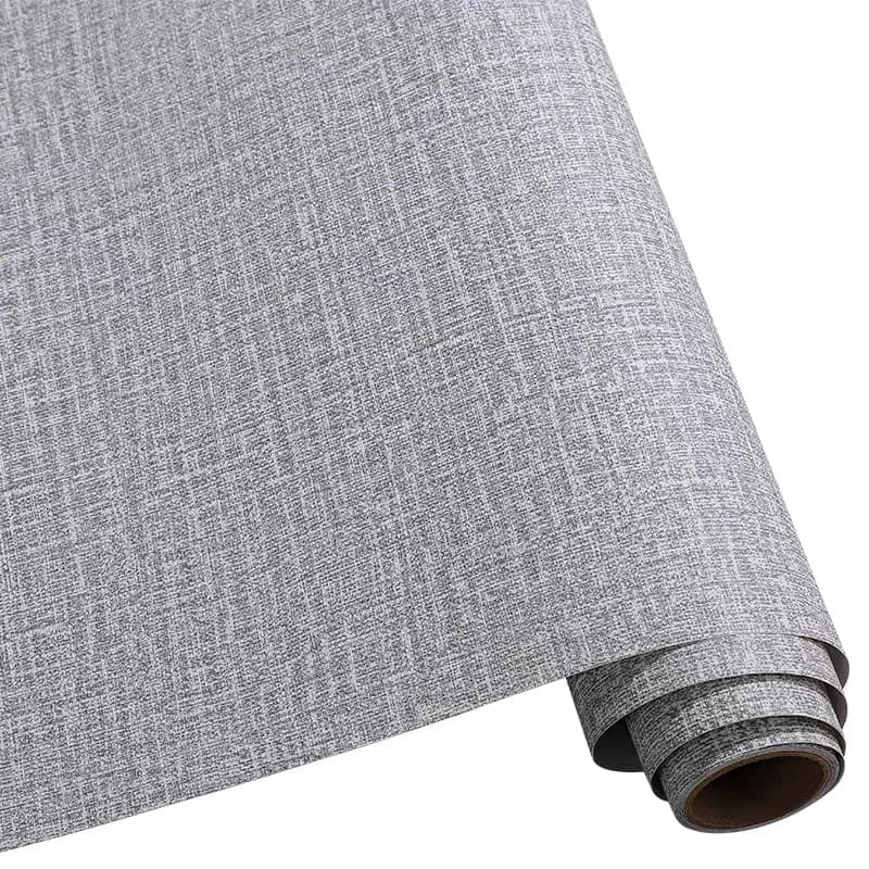 COWINLIFE Modern Peel and Stick Vinyl Wallpaper Self Adhesive Wall Paper Fabric Wallpaper Rolls Gray for Cabinet Wall Decor