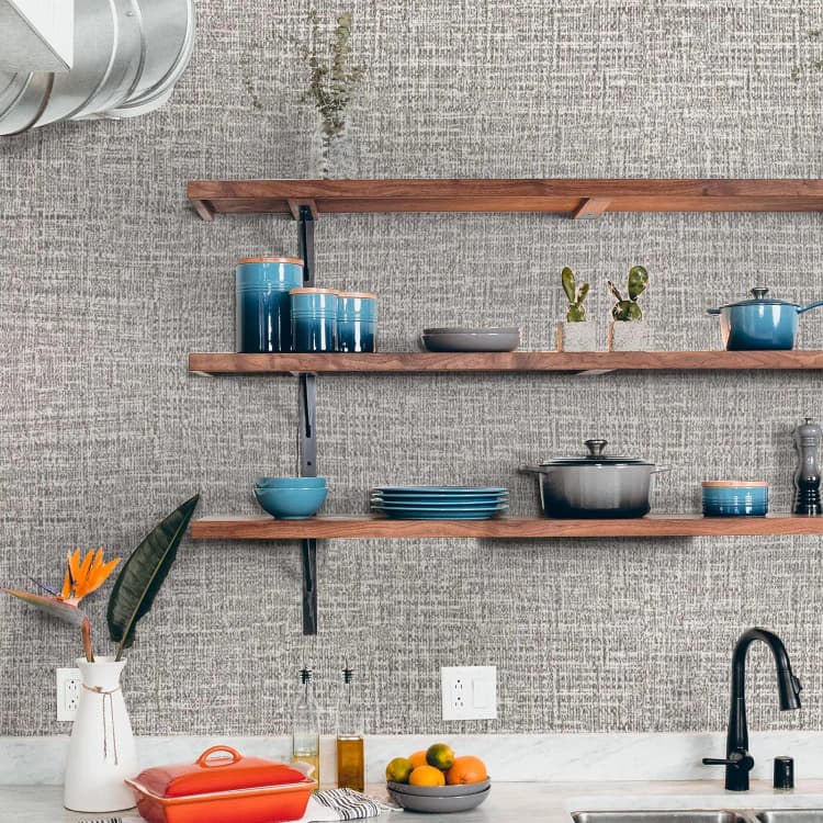 COWINLIFE Modern Peel and Stick Vinyl Wallpaper Self Adhesive Wall Paper Fabric Wallpaper Rolls Gray for Cabinet Wall Decor detail 5