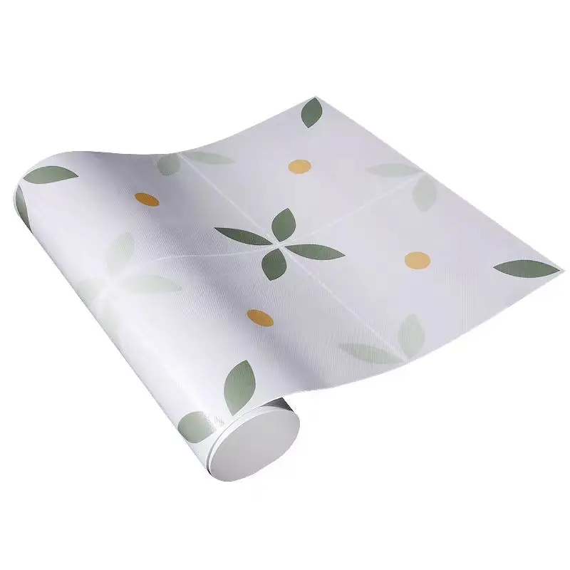 COWINLIFE Custom Waterproof Antislip Floral Pattern Peel and Stick Self Adhesive Vinyl Floor Sticker Wallpaper for Bathroom