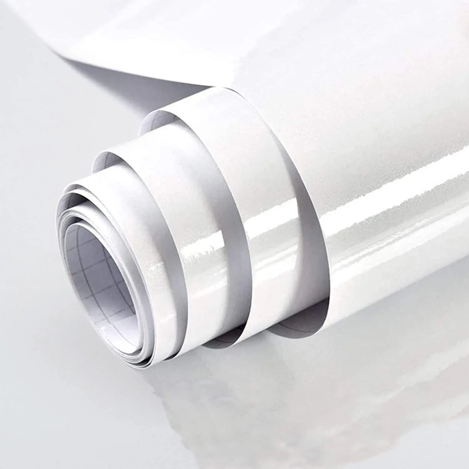 Glossy Pvc Glitter Removable Self Adhesive Bathroom Wallpaper Peel and Stick Waterproof Wallpaper for Kitchen White Color